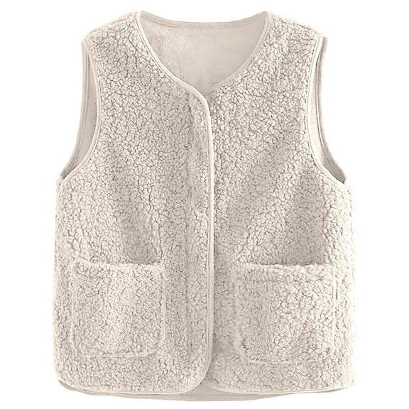iHPH7 Sherpa Vest Women's Outerwear Vests Warm Vest for Women Fall Vest for Women Fuzzy Vest Women Plush Vest Winter Coats for Women White 5XL
