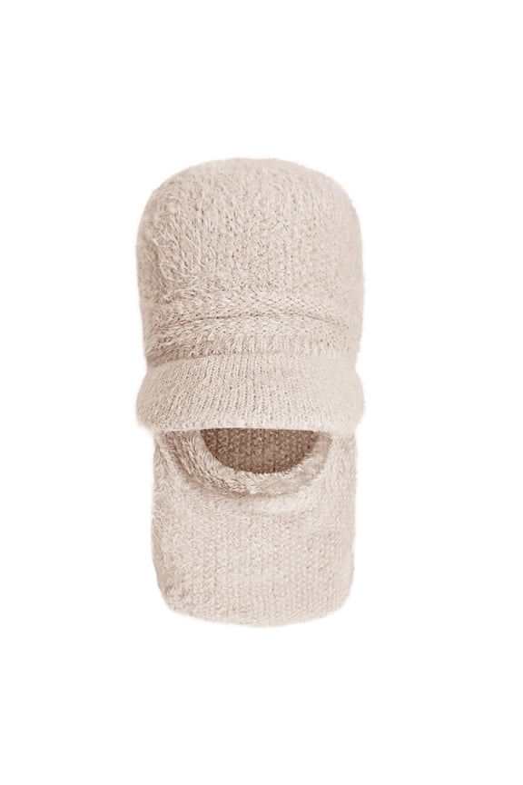 Ski Mask Hat with Scarf Attached Windproof Scarf Hats Thermal Ski Masks Hat Scarf Hat and Scarf Set Neck Warmer Beige One Size