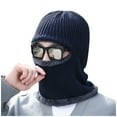thumbnail image 1 of iHPH7 Ski Mask Hat with Scarf Attached Winter Accessories Hat Scarf Windproof Scarf Hats Warm Hat Winter Hat Navy One Size, 1 of 4