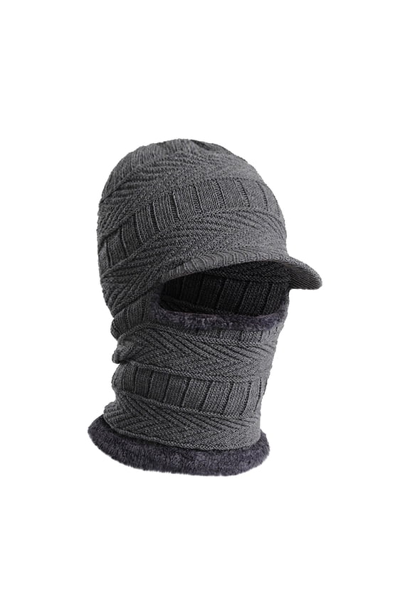 Ski Mask Hat with Scarf Attached Winter Accessories Neck Warmer Windproof Scarf Hats Thermal Ski Masks One Piece Cold Scarf Hats Gray One Size