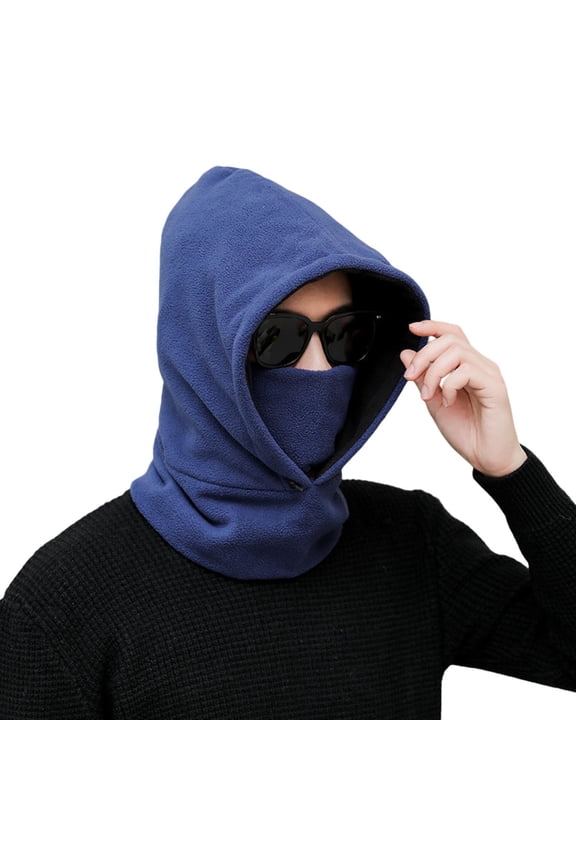 Ski Mask One Piece Cold Scarf Hats Hooded Scarf Hat and Scarf Set Hat with Scarf Attached Winter Scarf Warm Hat Navy One Size