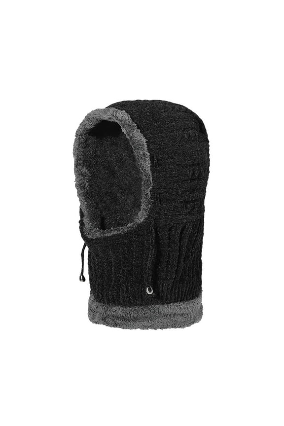 Ski Mask Thermal Ski Masks Hat with Scarf Attached Hat and Scarf Set Windproof Scarf Hats Neck Warmer Hat Scarf Black One Size