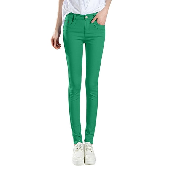 iHPH7 Skinny Jeans for Women, Jeggings for Women, Stretchy Jeans for Women, Slim Fit Jeans, Tummy Control Jeans for Women, Green M