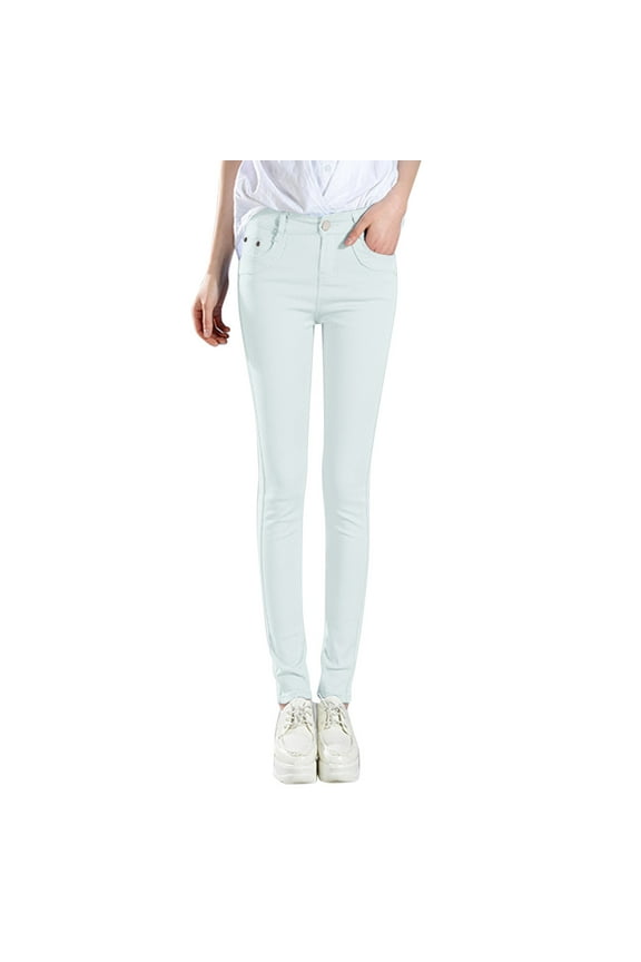 Skinny Jeans for Women, Jeggings for Women, Stretchy Jeans for Women, Slim Fit Jeans, Tummy Control Jeans for Women, White L