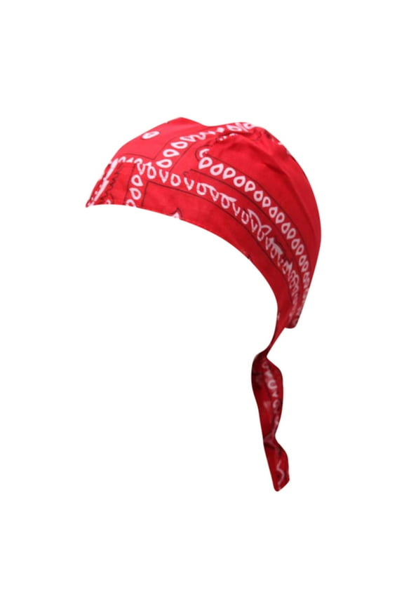 Skull Cap Dew Rags for Men Pirate Hat Sweat Caps for Men Doo Rags for Men, Red One Size