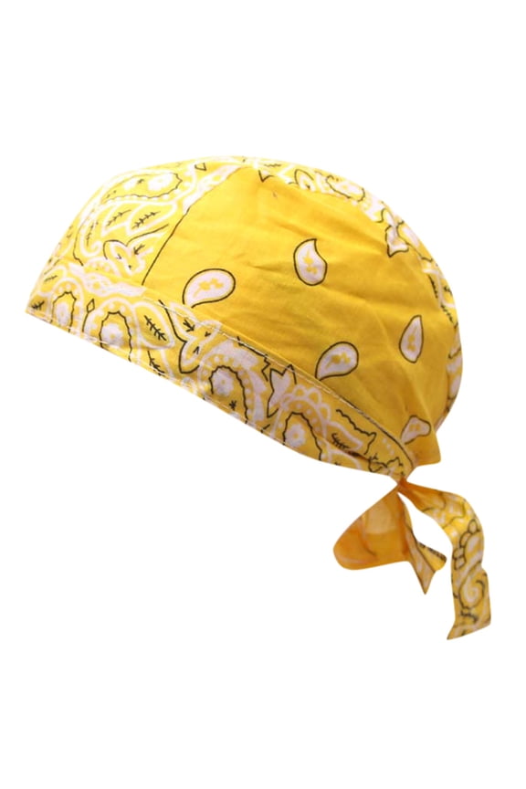 Skull Cap Dew Rags for Men Pirate Hat Sweat Caps for Men Doo Rags for Men, Yellow One Size
