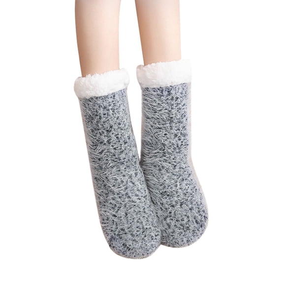 iHPH7 Slipper Socks Hospital Grip Socks Crew Socks Slippers Socks for Women Fuzzy Socks for Women Thick Socks Fuzzy Slipper Socks Gray One Size