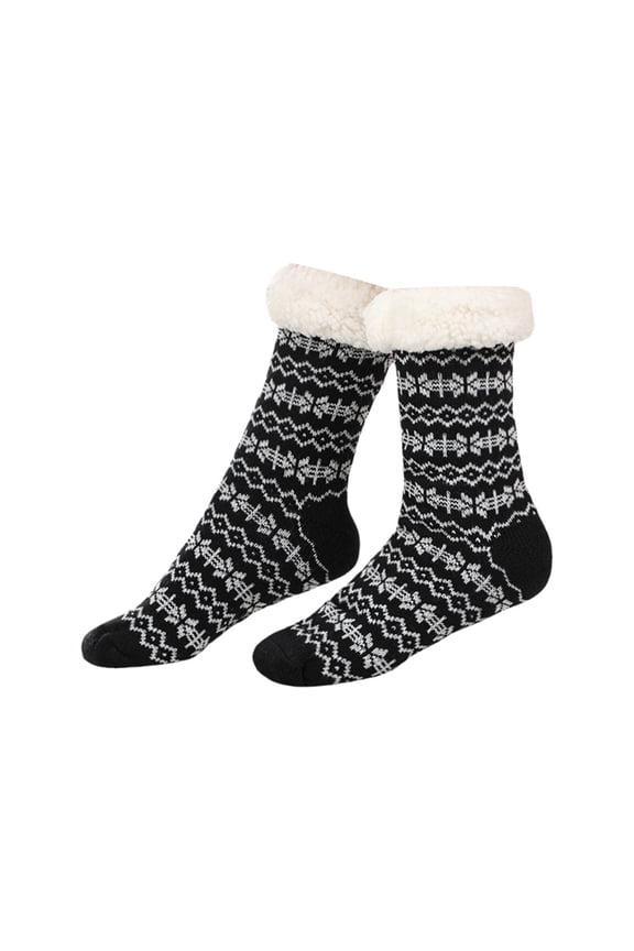Slipper Socks for Women Comfortable Socks for Women Long Socks for Women Sock Slippers for Women Thick Fuzzy Socks Winter Accessories for Women Fluzzy Socks Black One Size