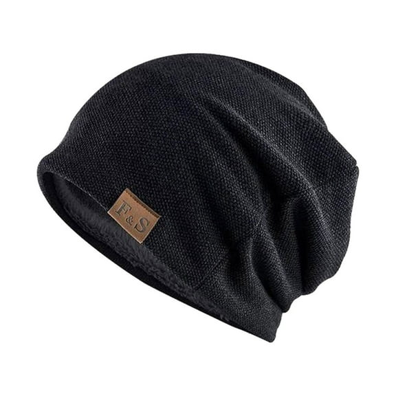 iHPH7 Slouchy Beanie Skull Cap for Winter Womens Winter Hat Womens Fleece Lined Winter Hat Y2k Beanie Fleece Beanie Warm Hat Black One Size
