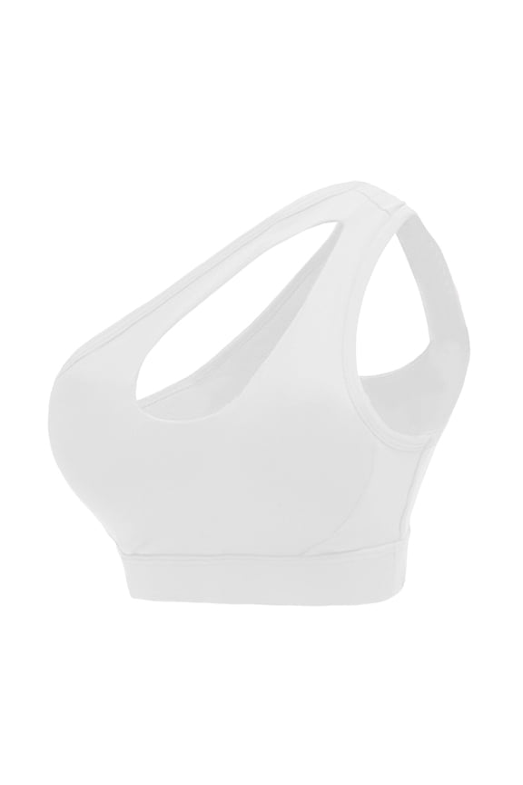 Sports Bras for Women One Shoulder Asymmetrical Workout Tops Padded Yoga Left Shoulder Strap Bra White M