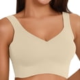 thumbnail image 1 of iHPH7 Sports Bras for Women Seamless Wirefree V Neck Yoga Bralette Comfortable Daily Lounge Bra Beige L, 1 of 8