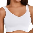 thumbnail image 1 of iHPH7 Sports Bras for Women Wirefree Comfortable V Neck Seamless Sleep Bralette Padded Everyday Bra White M, 1 of 9