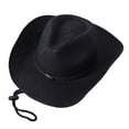 thumbnail image 1 of iHPH7 Straw Cowboy Hat Cowgirl Accessories for Women Western Straw Hats for Men Beach Bucket Hats for Women Sun Protection Hat, Black One Size, 1 of 2