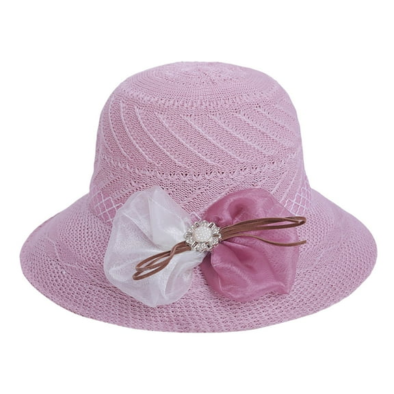 iHPH7 Straw Sun Hat Straw Caps Summer Hats for Women Straw Hats for Women Beach Straw Bucket Hat, Pink 1 One Size