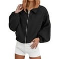 thumbnail image 1 of iHPH7 Suede Jacket Women Athletic Jacket Women Cropped Jacket Womens Jackets Casual Zip Up Jacket Casual Outerwear Workout Jackets for Woman Black XL, 1 of 9