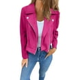 thumbnail image 1 of iHPH7 Suede Jacket Women Casual Outerwear Cropped Jacket Full Zip Jacket Women Zip Up Jacket Women's Fashion Women's Activewear Hot Pink M, 1 of 5