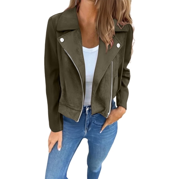 iHPH7 Suede Jacket Women Fall Outfits for Women Cropped Jacket Women's Fashion Zip Up Jacket Workout Jackets for Woman Fall Clothes Green XXL