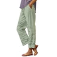 thumbnail image 1 of iHPH7 Summer Pants for Women, Petite Pants for Women, Linen Pants Women, Gauze Pants, Travel Pants Women, Green L, 1 of 5