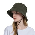 thumbnail image 1 of iHPH7 Sun Hat Bucket Hat with Strings Boonie Hat Fishing Hat Outdoor Hat, Army Green One Size, 1 of 4