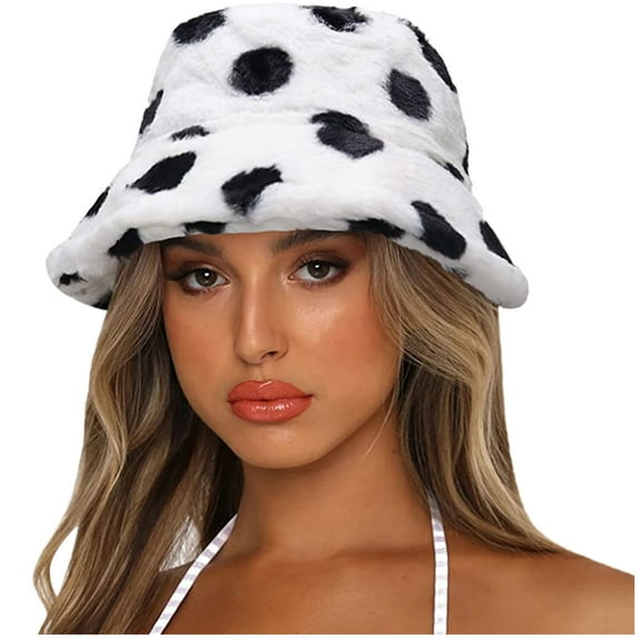 iHPH7 Sun Hats for Women Fur Bucket Hat Furry Bucket Hat Winter Hats for Women Foldable Sun Hats for Women, White One Size