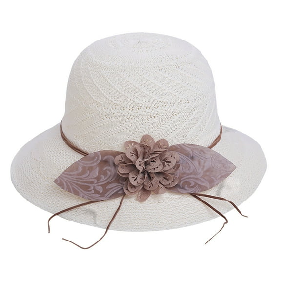 iHPH7 Sun Hats for Women Straw Beach Hat Sun Protective Beach Hats Straw Hats for Men Wide Brim Wide Brim Hats for Women, White 2 One Size