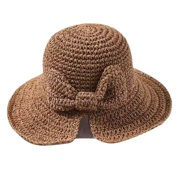 iHPH7 Sun Hats for Women Straw Hats for Women Straw Hats for Men Wide Brim Foldable Beach Hat Fishing Hat, Coffee One Size