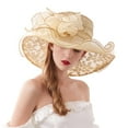 thumbnail image 1 of iHPH7 Sun Protection Hat Beach Hats for Women Church Hats for Women Sun Hats for Women Organza Hat, Khaki One Size, 1 of 5