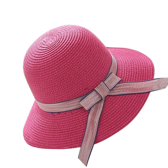 iHPH7 Sunhats for Women Uv Protection Wide Brim Sun Hat Straw Hats for Women Beach Wide Brim Straw Hat Sun Protective Beach Hats, Hot Pink M