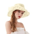 thumbnail image 1 of iHPH7 Tea Hats for Women Sun Protection Hat Church Hats for Women Wide Brim Hats for Women Derby Hats for Women, Beige One Size, 1 of 5