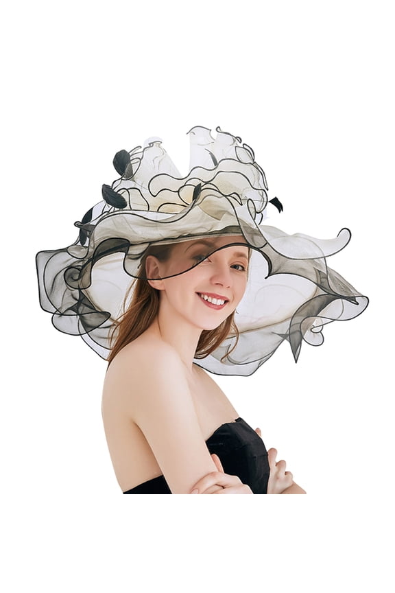 Tea Party Accessories for Women Sun Protection Hat Church Hats for Women Dress Hats for Women Hat with Veil for Women, Beige One Size