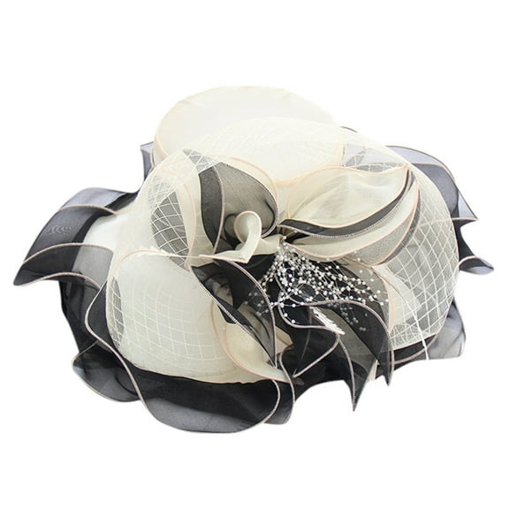 iHPH7 Tea Party Hats for Women Floppy Hat Tea Party Accessories for Women Sunhats for Women Uv Protection Wide Brim Sun Hat, Beige One Size
