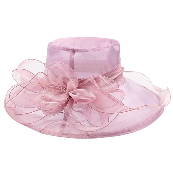 iHPH7 Tea Party Hats for Women Wide Brim Sun Hat Sun Hats for Women Hat with Veil for Women Bucket Hats for Woman, Purple One Size