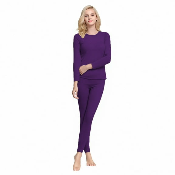 iHPH7 Thermal Underwear for Women Winter Clothing for Women Long Underwear Women Long Sleeve Shirt Leggings for Cold Weather Lounge Sets for Women, Dark Purple L
