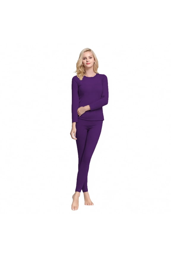 Thermal Underwear for Women Winter Clothing for Women Long Underwear Women Long Sleeve Shirt Leggings for Cold Weather Lounge Sets for Women, Dark Purple M