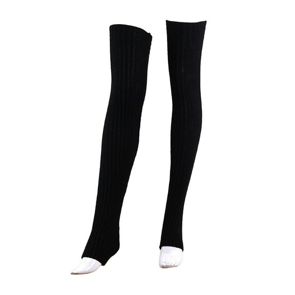 iHPH7 Thigh High Leg Warmers, Long Leg Warmers, Knit Leg Warmers, Footless Socks for Women, Over Knee High Footless Boot Stockings, Black One Size