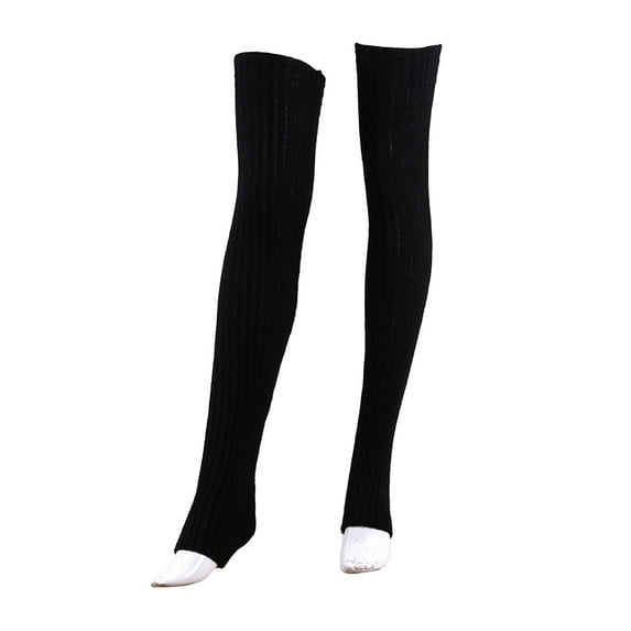 iHPH7 Thigh High Leg Warmers, Long Leg Warmers, Knit Leg Warmers, Footless Socks for Women, Over Knee High Footless Boot Stockings, Black One Size