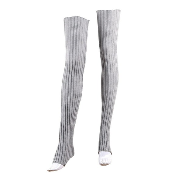 iHPH7 Thigh High Leg Warmers, Long Leg Warmers, Knit Leg Warmers, Footless Socks for Women, Over Knee High Footless Boot Stockings, Gray One Size