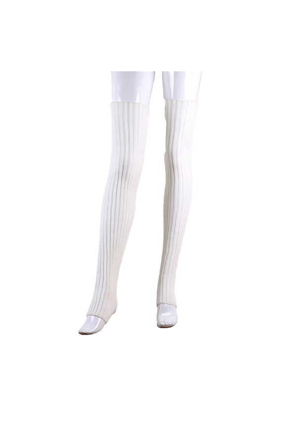 Thigh High Leg Warmers, Long Leg Warmers, Knit Leg Warmers, Footless Socks for Women, Over Knee High Footless Boot Stockings, White One Size