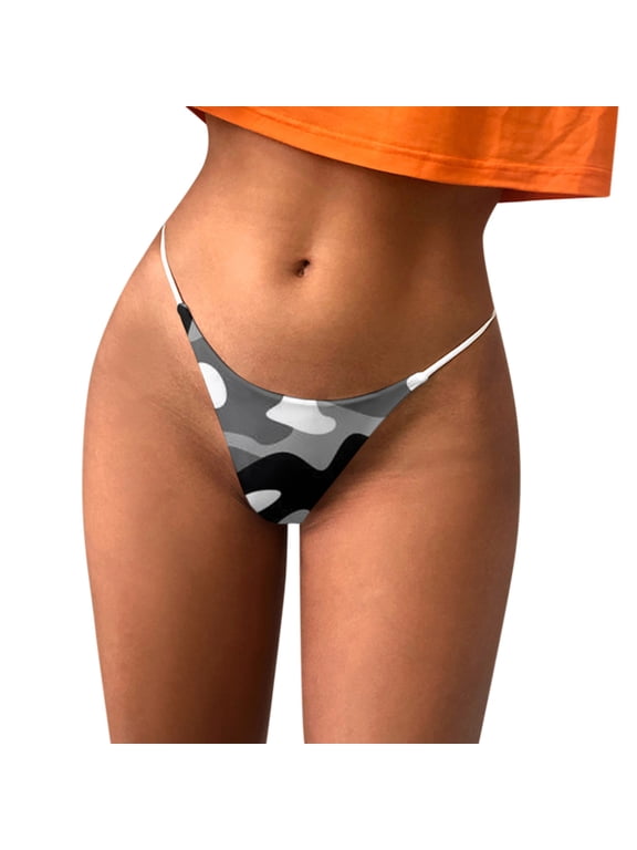 Thongs for Women, G String Thongs for Women, Camo Thong, Gray M