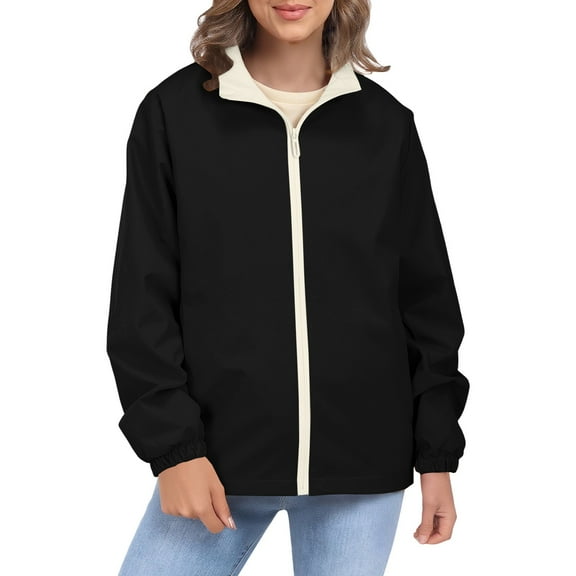 iHPH7 Travel Jacket Light Jackets for Women Softshell Jacket Raincoats for Women with Hood Fall Fashion Windbreaker Jacket Women Womens Fall Clothing Black XXL