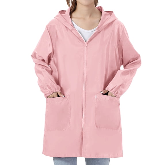 iHPH7 Travel Jacket Rain Jacket Women Waterproof Hooded Rain Jacket Women Womens Fall Clothing Softshell Jacket Trench Coat Women Windbreaker Jacket Women Pink XL