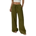 thumbnail image 1 of iHPH7 Travel Pants Women Lounge Pants Women Womens Fall Pants Baggy Pants Fall Clothes Gaucho Pants for Women Trousers Pants for Women Dark Green L, 1 of 9