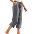 thumbnail image 1 of iHPH7 Travel Pants Women, Pull On Capris for Women, Gauze Pants, Summer Capris for Women Lightweight, Linen Pants Women, Dark Gray 3XL, 1 of 5