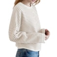 thumbnail image 1 of iHPH7 Travel Sweater Striped Sweater Long Sleeve Sweaters for Women Travel Cardigan Button Up Sweaters for Women Going Out Tops for Women Button Up Cardigans for Women Khaki L, 1 of 8