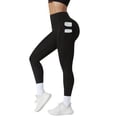 thumbnail image 1 of iHPH7 Tummy Control Leggings for Women Opaque Slim Yoga Pants Seamless 3d Butt Lifting Scrunch Leggings High Waisted Leggings with Pockets for Women Gym Clothes for Woman Black L, 1 of 4