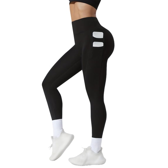 iHPH7 Tummy Control Leggings for Women Opaque Slim Yoga Pants Seamless 3d Butt Lifting Scrunch Leggings High Waisted Leggings with Pockets for Women Gym Clothes for Woman Black L