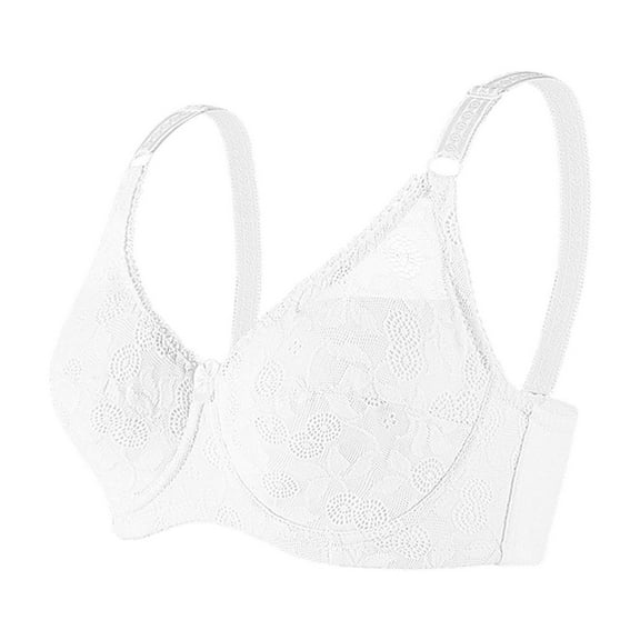 iHPH7 Underwire Bras for Women, No Padding Bras for Women, Push Up Bra, Lace Bra, Breathable Bras for Women, White 42