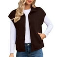 thumbnail image 1 of iHPH7 Vest Tops for Women Zip Up Vest Fall Outfits for Women Fall Fashion Fall Vest for Women Lightweight Jacket Women Sleeveless Jacket Women Coffee M, 1 of 4