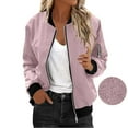 thumbnail image 1 of iHPH7 Waterproof Jackets for Women Stand Collar Jacket Women Lightweight Rain Jacket Women Fall Fashion Windbreaker Jacket Women Fall Outfits for Women Womens Bomber Jacket Pink S, 1 of 9