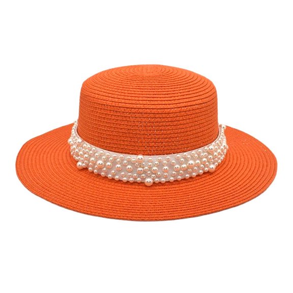 iHPH7 Wide Brim Fedora Hats for Men Straw Fedora Hats for Men Beach Hats for Women Fedora Hats for Men Packable Sun Hat, Orange One Size
